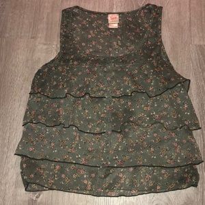 Dark green floral peplum top